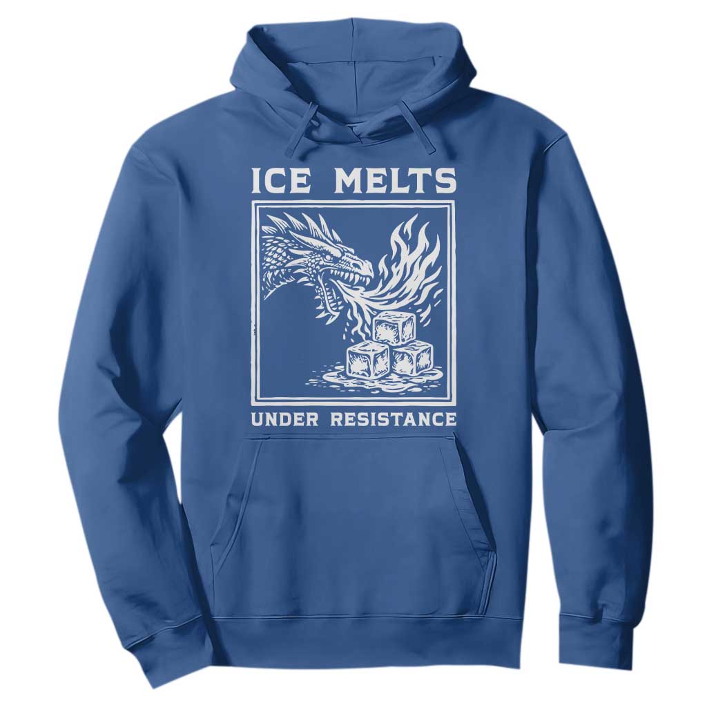 Ice Melts Under Resistance Hoodie Against Ice Protest Dragon Graphic with Fire TS02 Royal Blue Print Your Wear