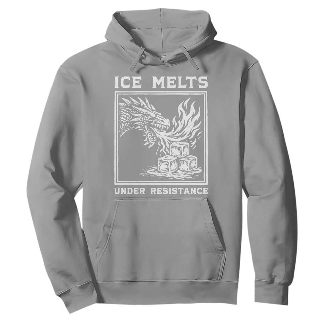 Ice Melts Under Resistance Hoodie Against Ice Protest Dragon Graphic with Fire TS02 Sport Gray Print Your Wear