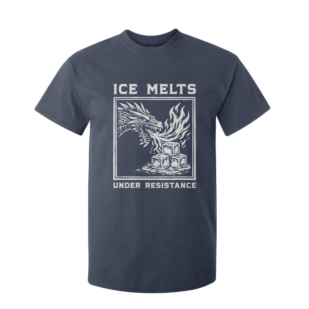 Ice Melts Under Resistance T Shirt For Kid Against Ice Protest Dragon Graphic with Fire TS02 Navy Print Your Wear