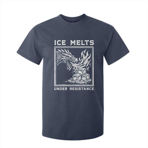 Ice Melts Under Resistance T Shirt For Kid Against Ice Protest Dragon Graphic with Fire TS02 Navy Print Your Wear