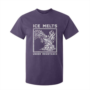 Ice Melts Under Resistance T Shirt For Kid Against Ice Protest Dragon Graphic with Fire TS02 Purple Print Your Wear