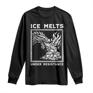 Ice Melts Under Resistance Long Sleeve Shirt Against Ice Protest Dragon Graphic with Fire TS02 Black Print Your Wear