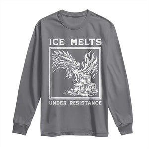 Ice Melts Under Resistance Long Sleeve Shirt Against Ice Protest Dragon Graphic with Fire TS02 Charcoal Print Your Wear