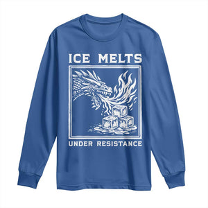 Ice Melts Under Resistance Long Sleeve Shirt Against Ice Protest Dragon Graphic with Fire TS02 Royal Blue Print Your Wear