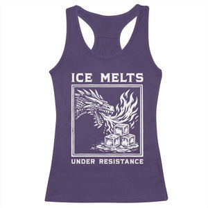 Ice Melts Under Resistance Racerback Tank Top Against Ice Protest Dragon Graphic with Fire TS02 Purple Print Your Wear
