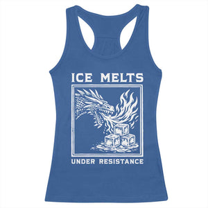 Ice Melts Under Resistance Racerback Tank Top Against Ice Protest Dragon Graphic with Fire TS02 Royal Blue Print Your Wear