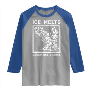 Ice Melts Under Resistance Raglan Shirt Against Ice Protest Dragon Graphic with Fire TS02 Sport Gray Royal Print Your Wear