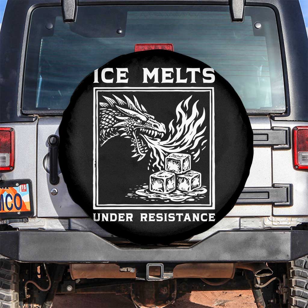 Ice Melts Under Resistance Spare Tire Cover Against Ice Protest Dragon Graphic with Fire TS02 No hole Black Print Your Wear