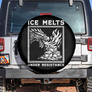 Ice Melts Under Resistance Spare Tire Cover Against Ice Protest Dragon Graphic with Fire TS02 No hole Black Print Your Wear
