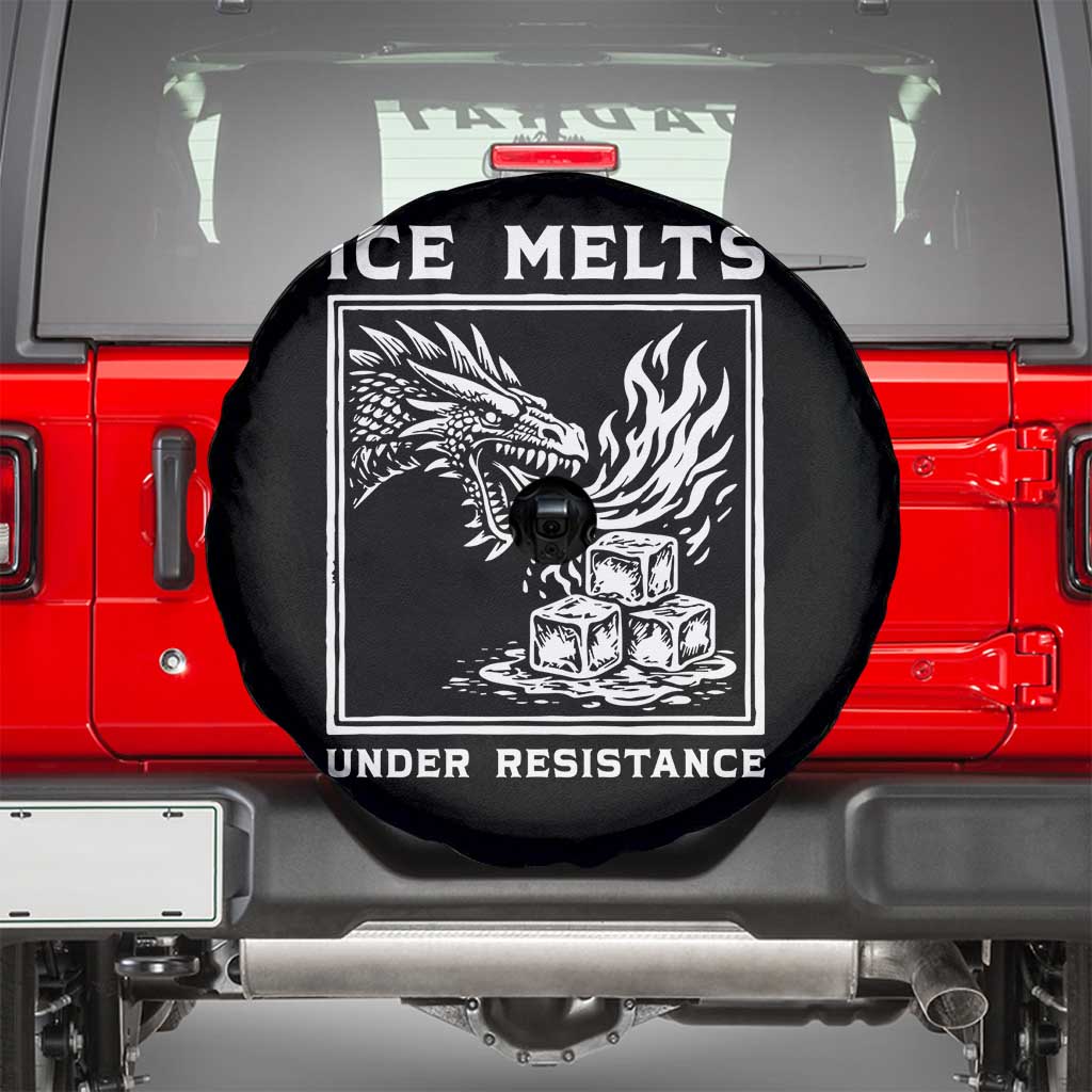 Ice Melts Under Resistance Spare Tire Cover Against Ice Protest Dragon Graphic with Fire TS02 Black Print Your Wear
