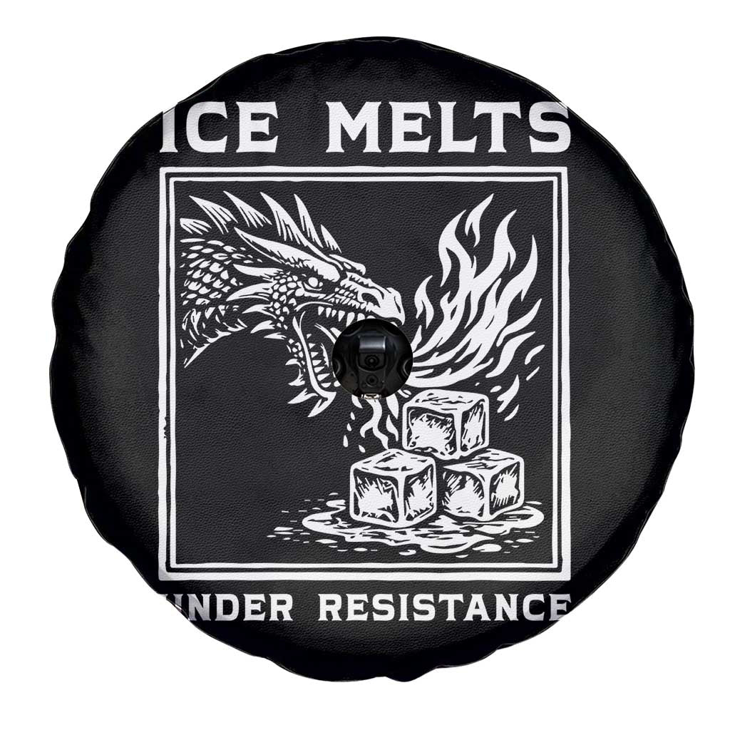Ice Melts Under Resistance Spare Tire Cover Against Ice Protest Dragon Graphic with Fire TS02 Print Your Wear