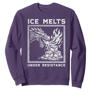 Ice Melts Under Resistance Sweatshirt Against Ice Protest Dragon Graphic with Fire TS02 Purple Print Your Wear