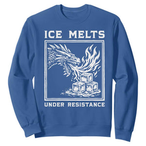 Ice Melts Under Resistance Sweatshirt Against Ice Protest Dragon Graphic with Fire TS02 Royal Blue Print Your Wear