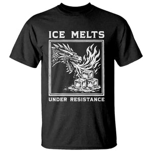Ice Melts Under Resistance T Shirt Against Ice Protest Dragon Graphic with Fire TS02 Black Print Your Wear
