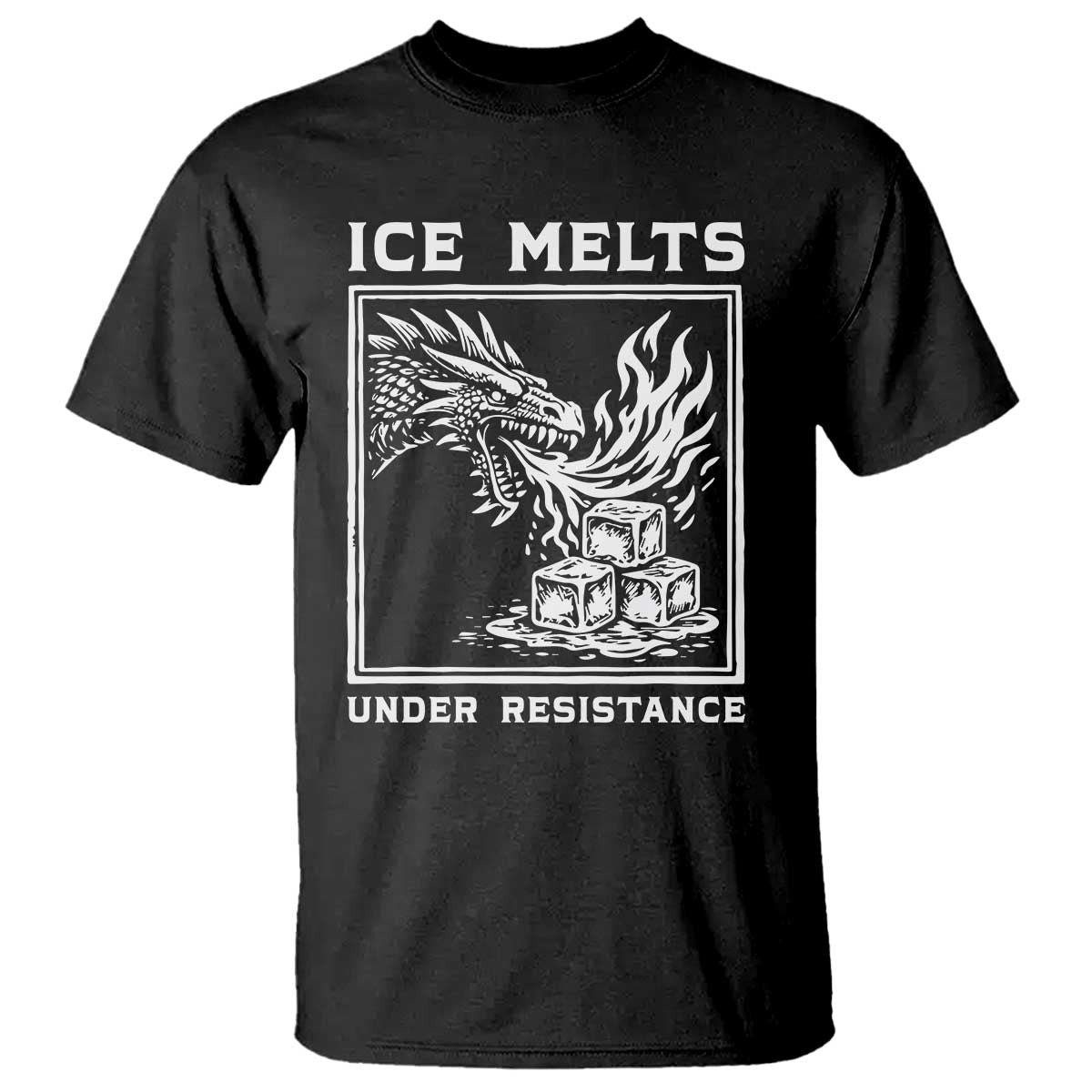 Ice Melts Under Resistance T Shirt Against Ice Protest Dragon Graphic with Fire TS02 Black Print Your Wear