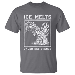 Ice Melts Under Resistance T Shirt Against Ice Protest Dragon Graphic with Fire TS02 Charcoal Print Your Wear