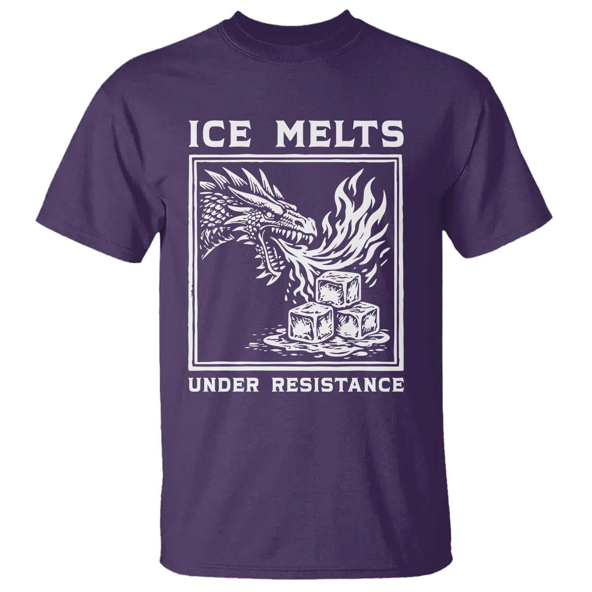 Ice Melts Under Resistance T Shirt Against Ice Protest Dragon Graphic with Fire TS02 Purple Print Your Wear
