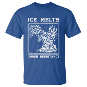 Ice Melts Under Resistance T Shirt Against Ice Protest Dragon Graphic with Fire TS02 Royal Blue Print Your Wear