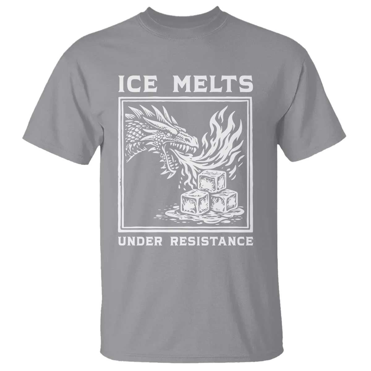 Ice Melts Under Resistance T Shirt Against Ice Protest Dragon Graphic with Fire TS02 Sport Gray Print Your Wear