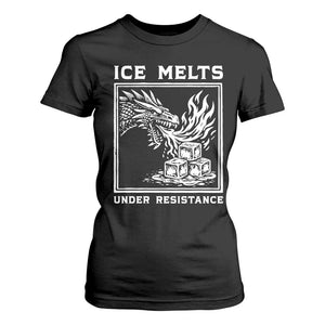 Ice Melts Under Resistance T Shirt For Women Against Ice Protest Dragon Graphic with Fire TS02 Black Print Your Wear