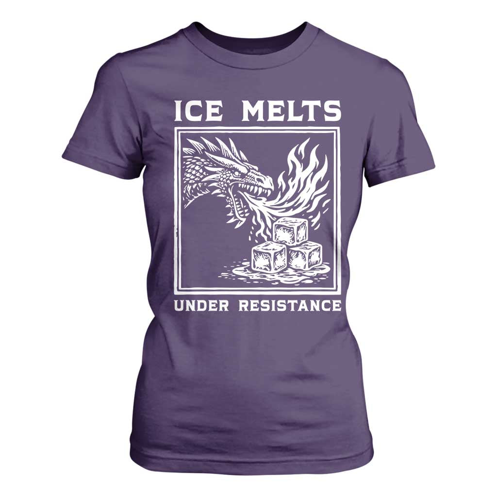 Ice Melts Under Resistance T Shirt For Women Against Ice Protest Dragon Graphic with Fire TS02 Purple Print Your Wear