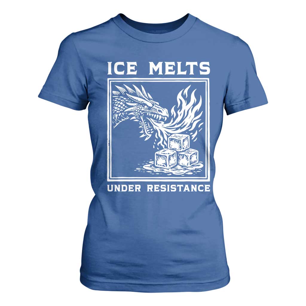 Ice Melts Under Resistance T Shirt For Women Against Ice Protest Dragon Graphic with Fire TS02 Royal Blue Print Your Wear