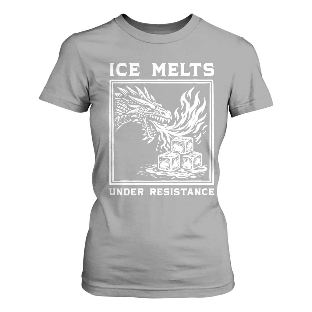 Ice Melts Under Resistance T Shirt For Women Against Ice Protest Dragon Graphic with Fire TS02 Sport Gray Print Your Wear