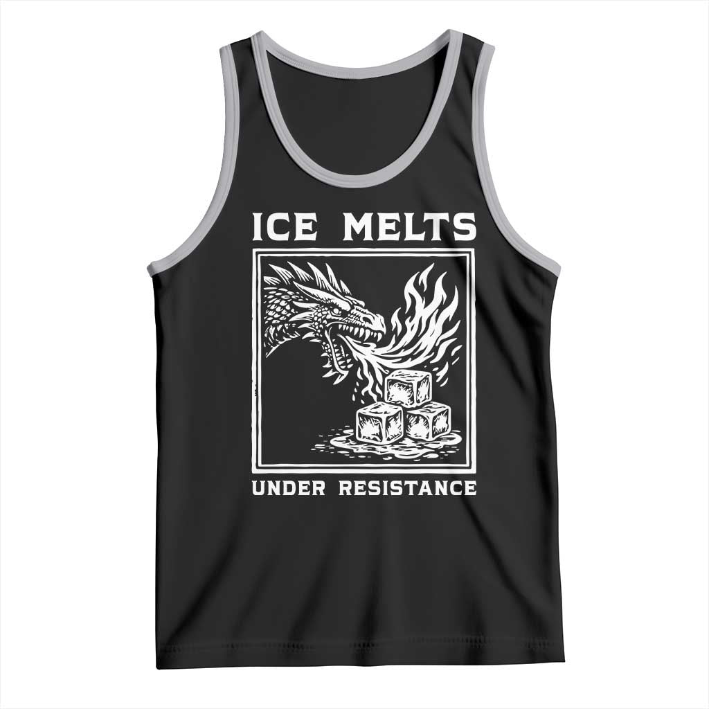 Ice Melts Under Resistance Tank Top Against Ice Protest Dragon Graphic with Fire TS02 Black Athletic Heather Print Your Wear