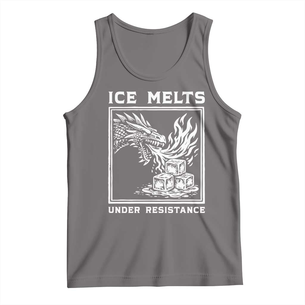 Ice Melts Under Resistance Tank Top Against Ice Protest Dragon Graphic with Fire TS02 Deep Heather Print Your Wear