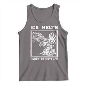 Ice Melts Under Resistance Tank Top Against Ice Protest Dragon Graphic with Fire TS02 Deep Heather Print Your Wear