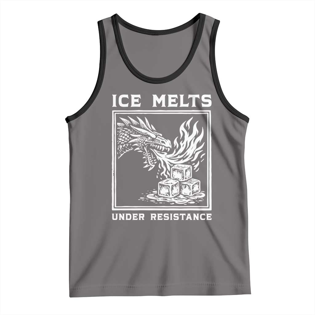 Ice Melts Under Resistance Tank Top Against Ice Protest Dragon Graphic with Fire TS02 Deep Heather Black Print Your Wear