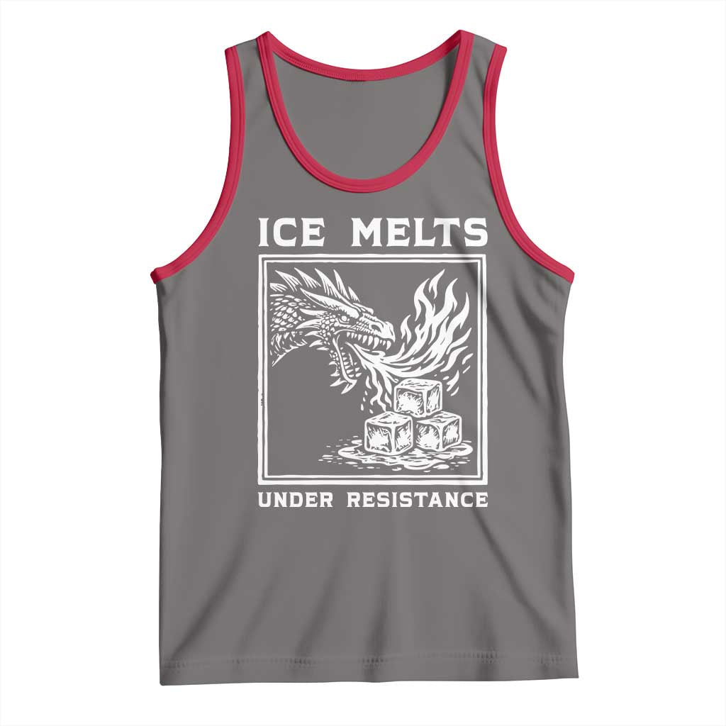 Ice Melts Under Resistance Tank Top Against Ice Protest Dragon Graphic with Fire TS02 Deep Heather Red Print Your Wear