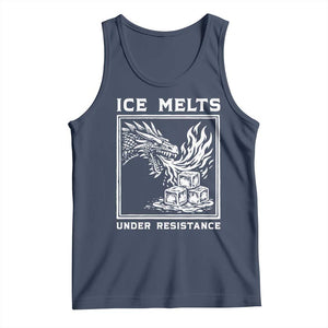 Ice Melts Under Resistance Tank Top Against Ice Protest Dragon Graphic with Fire TS02 Navy Print Your Wear