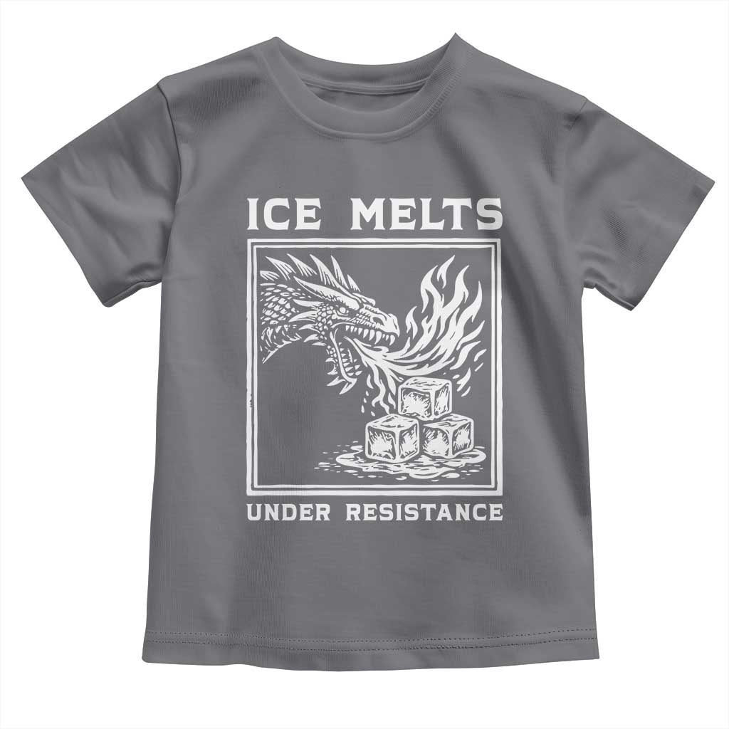 Ice Melts Under Resistance Toddler T Shirt Against Ice Protest Dragon Graphic with Fire TS02 Charcoal Print Your Wear