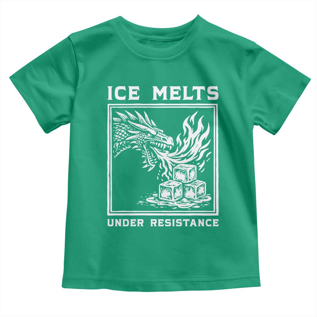 Ice Melts Under Resistance Toddler T Shirt Against Ice Protest Dragon Graphic with Fire TS02 Irish Green Print Your Wear