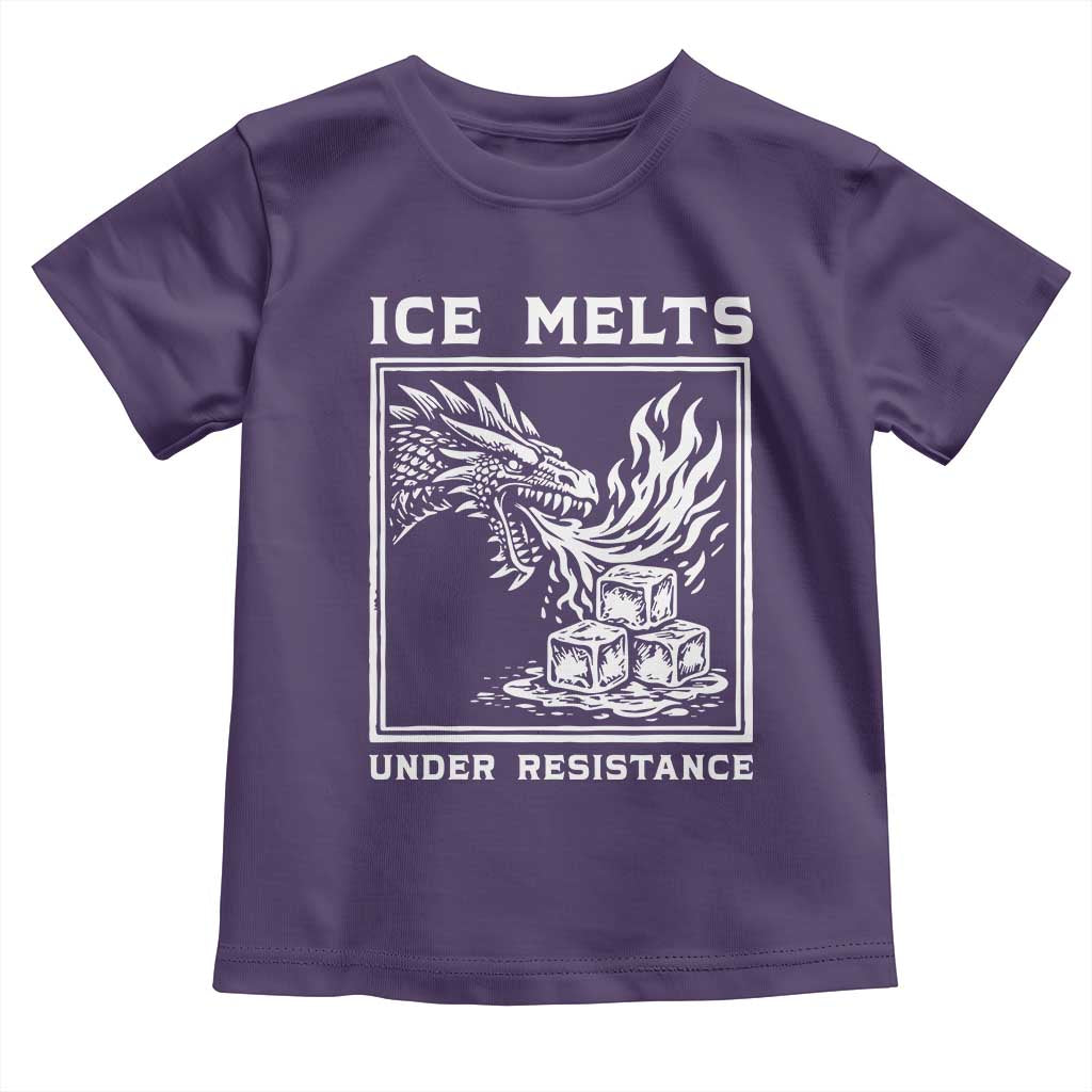 Ice Melts Under Resistance Toddler T Shirt Against Ice Protest Dragon Graphic with Fire TS02 Purple Print Your Wear
