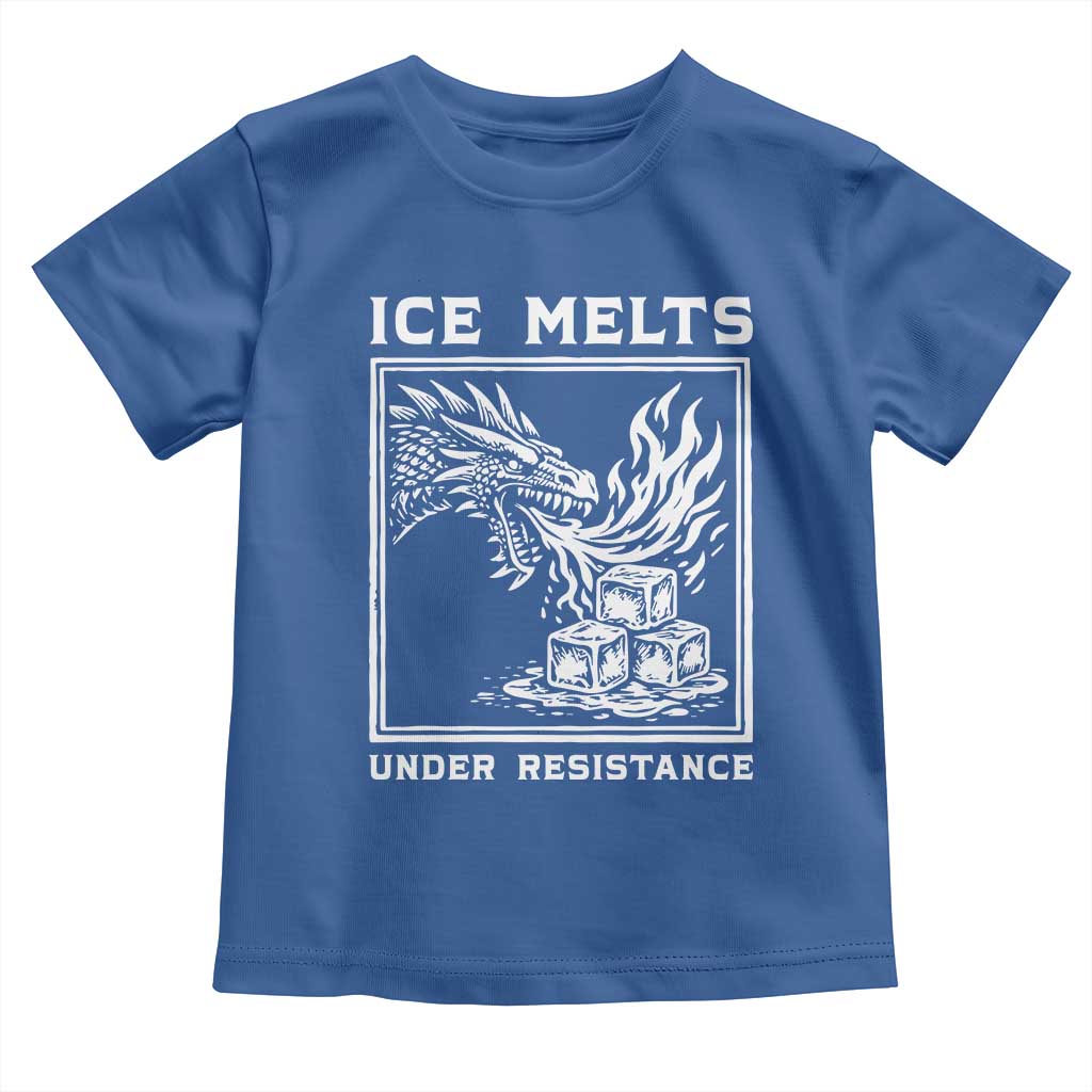 Ice Melts Under Resistance Toddler T Shirt Against Ice Protest Dragon Graphic with Fire TS02 Royal Blue Print Your Wear