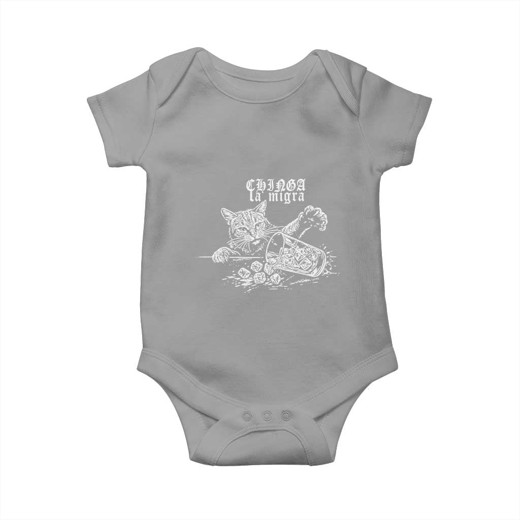Chinga La Migra Protest Cat Baby Onesie Spanish Resistance Against Ice TS02 Sport Gray Print Your Wear