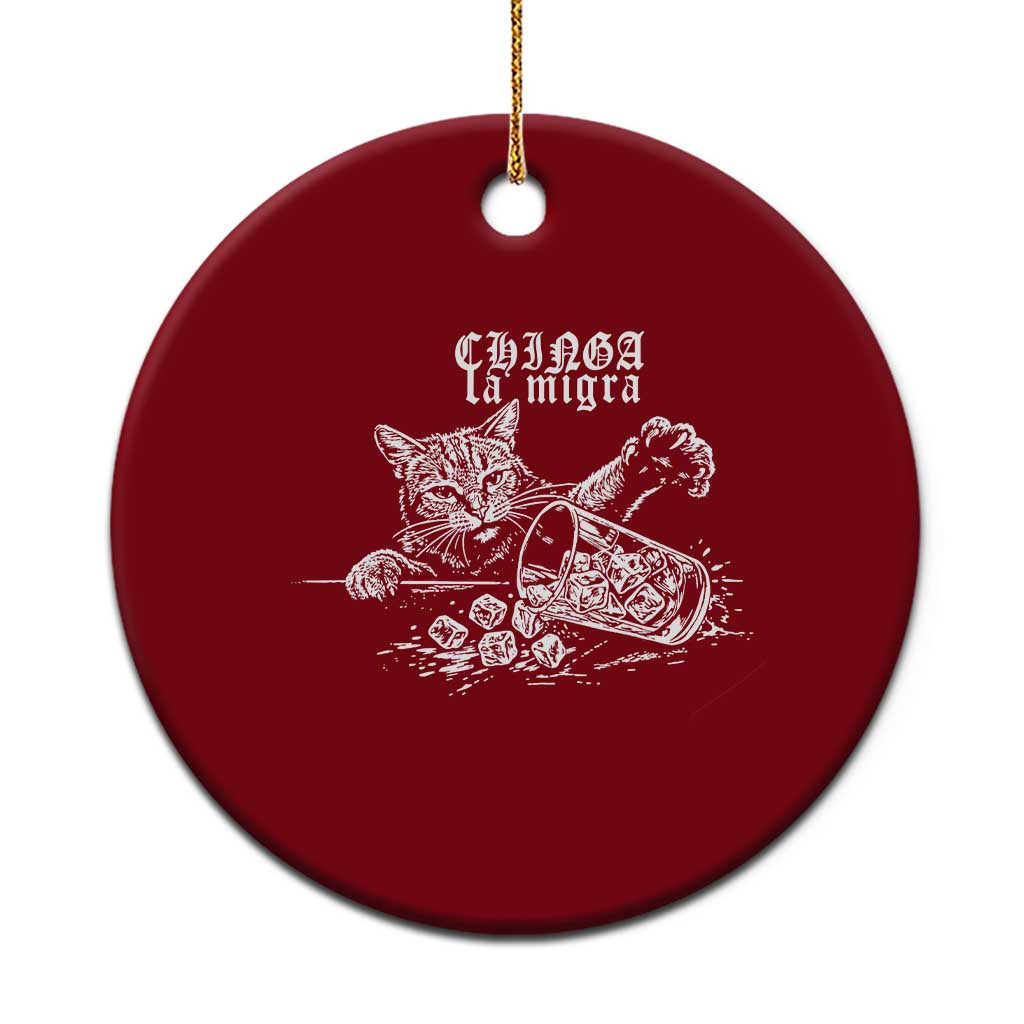 Chinga La Migra Protest Cat Ceramic Ornament Spanish Resistance Against Ice TS02 1pc Red Print Your Wear