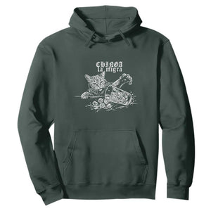 Chinga La Migra Protest Cat Hoodie Spanish Resistance Against Ice TS02 Dark Forest Green Print Your Wear
