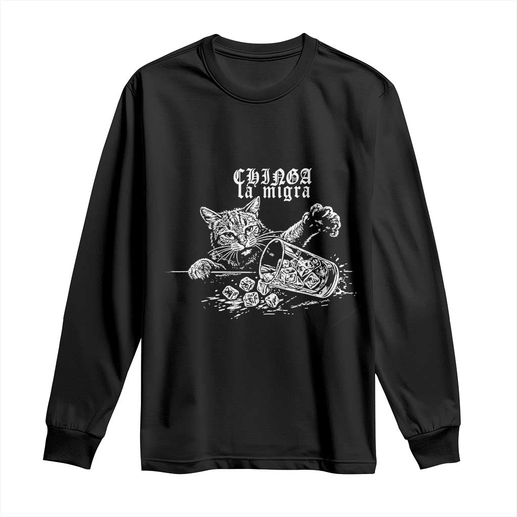 Chinga La Migra Protest Cat Long Sleeve Shirt Spanish Resistance Against Ice TS02 Black Print Your Wear