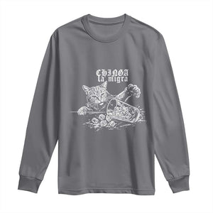 Chinga La Migra Protest Cat Long Sleeve Shirt Spanish Resistance Against Ice TS02 Charcoal Print Your Wear