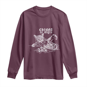 Chinga La Migra Protest Cat Long Sleeve Shirt Spanish Resistance Against Ice TS02 Maroon Print Your Wear