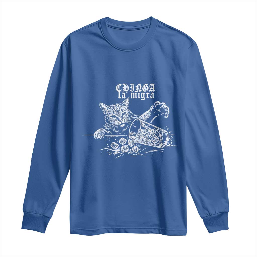 Chinga La Migra Protest Cat Long Sleeve Shirt Spanish Resistance Against Ice TS02 Royal Blue Print Your Wear