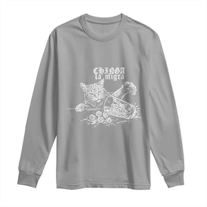 Chinga La Migra Protest Cat Long Sleeve Shirt Spanish Resistance Against Ice TS02 Sport Gray Print Your Wear
