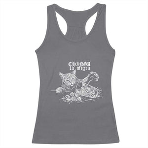 Chinga La Migra Protest Cat Racerback Tank Top Spanish Resistance Against Ice TS02 Charcoal Print Your Wear