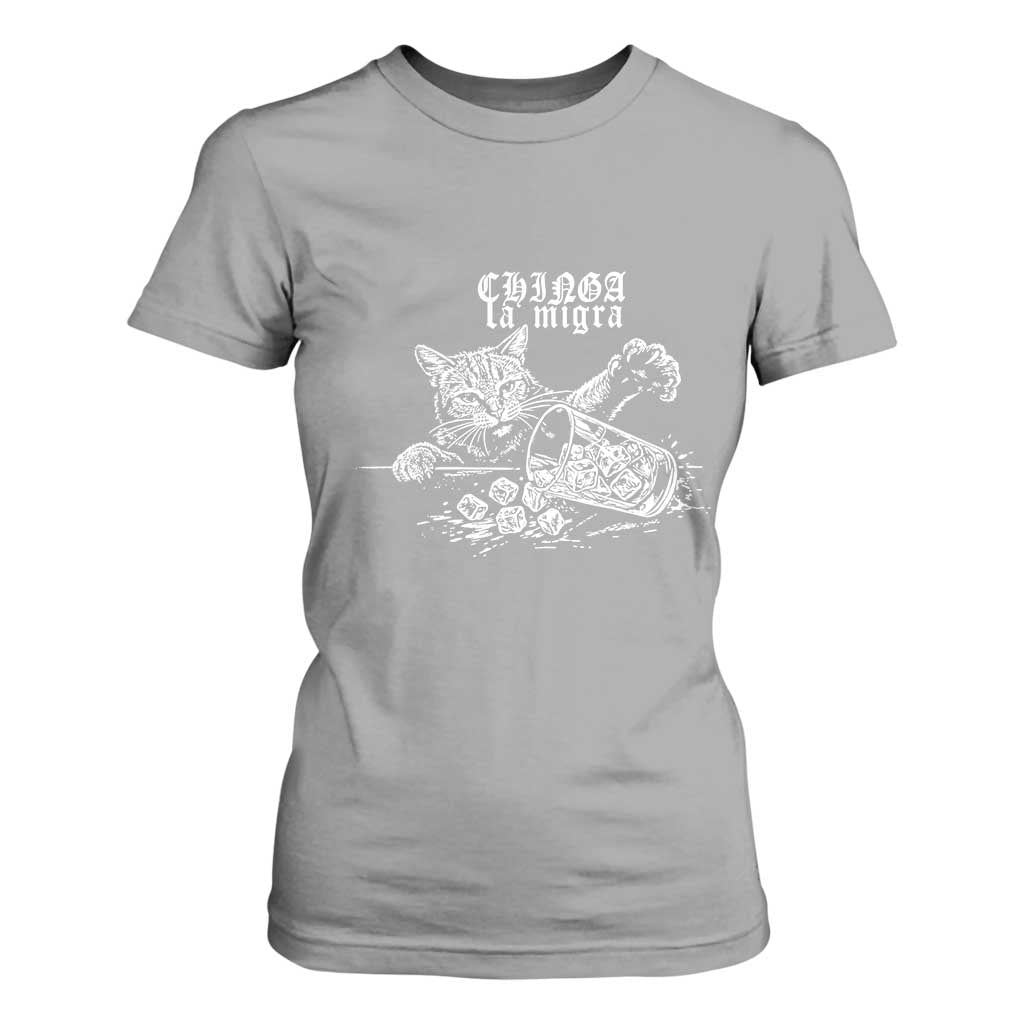 Chinga La Migra Protest Cat T Shirt For Women Spanish Resistance Against Ice TS02 Sport Gray Print Your Wear