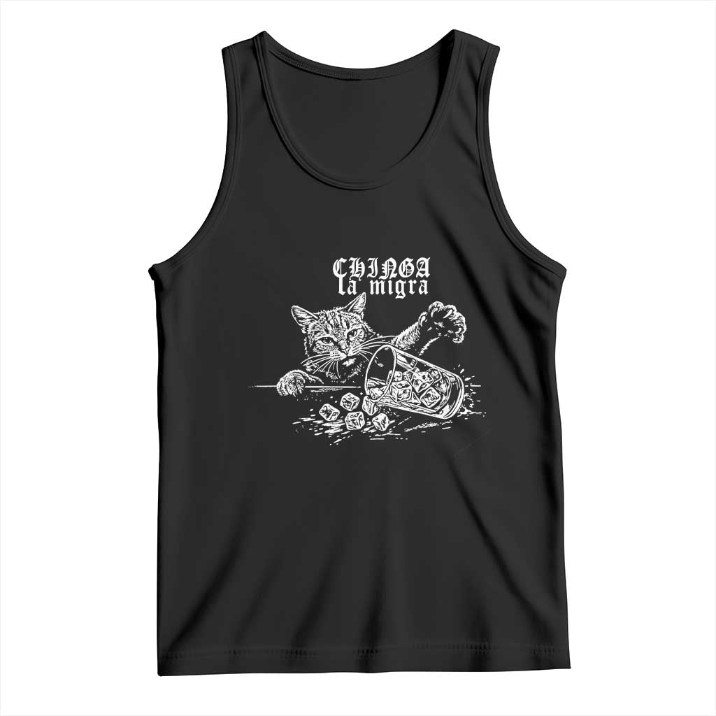 Chinga La Migra Protest Cat Tank Top Spanish Resistance Against Ice TS02 Black Print Your Wear
