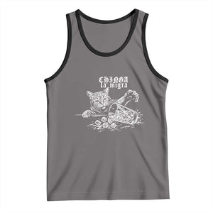 Chinga La Migra Protest Cat Tank Top Spanish Resistance Against Ice TS02 Deep Heather Black Print Your Wear