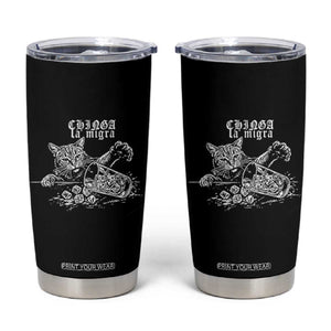 Chinga La Migra Protest Cat Tumbler Cup Spanish Resistance Against Ice TS02 Black Print Your Wear